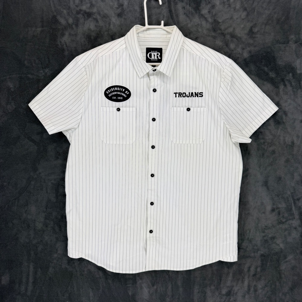 Darius Rucker USC Trojans Mens XL Pinstripe Short Sleeve Button Down Shirt White